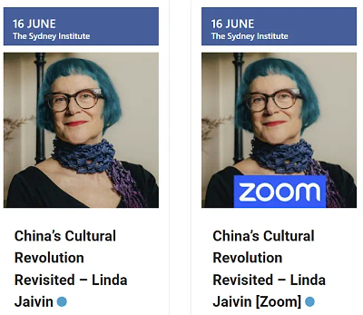 Poster from the event China’s Cultural Revolution Revisited – Linda Jaivin