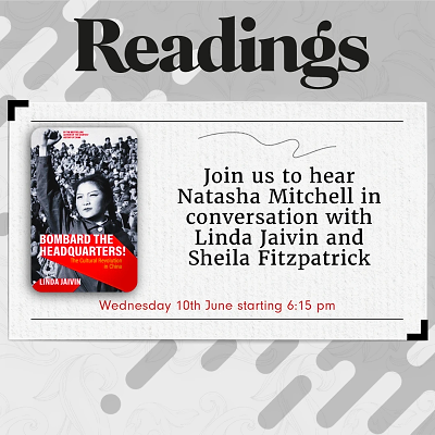 poster from the event Linda Jaivin and Sheila Fitzpatrick in conversation